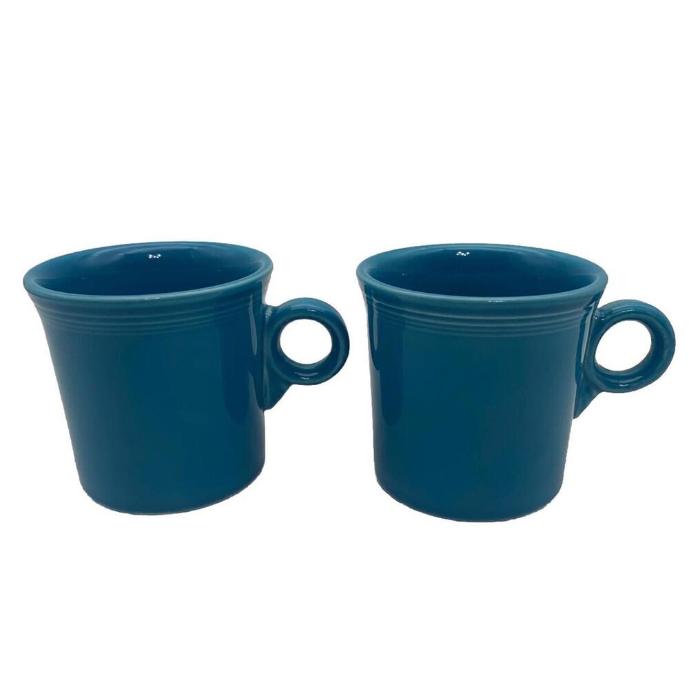 Fiestaware Set Of 2 Coffee Cup Tom & Jerry Ring‎ Handle Mug Fiesta Peacock Blue